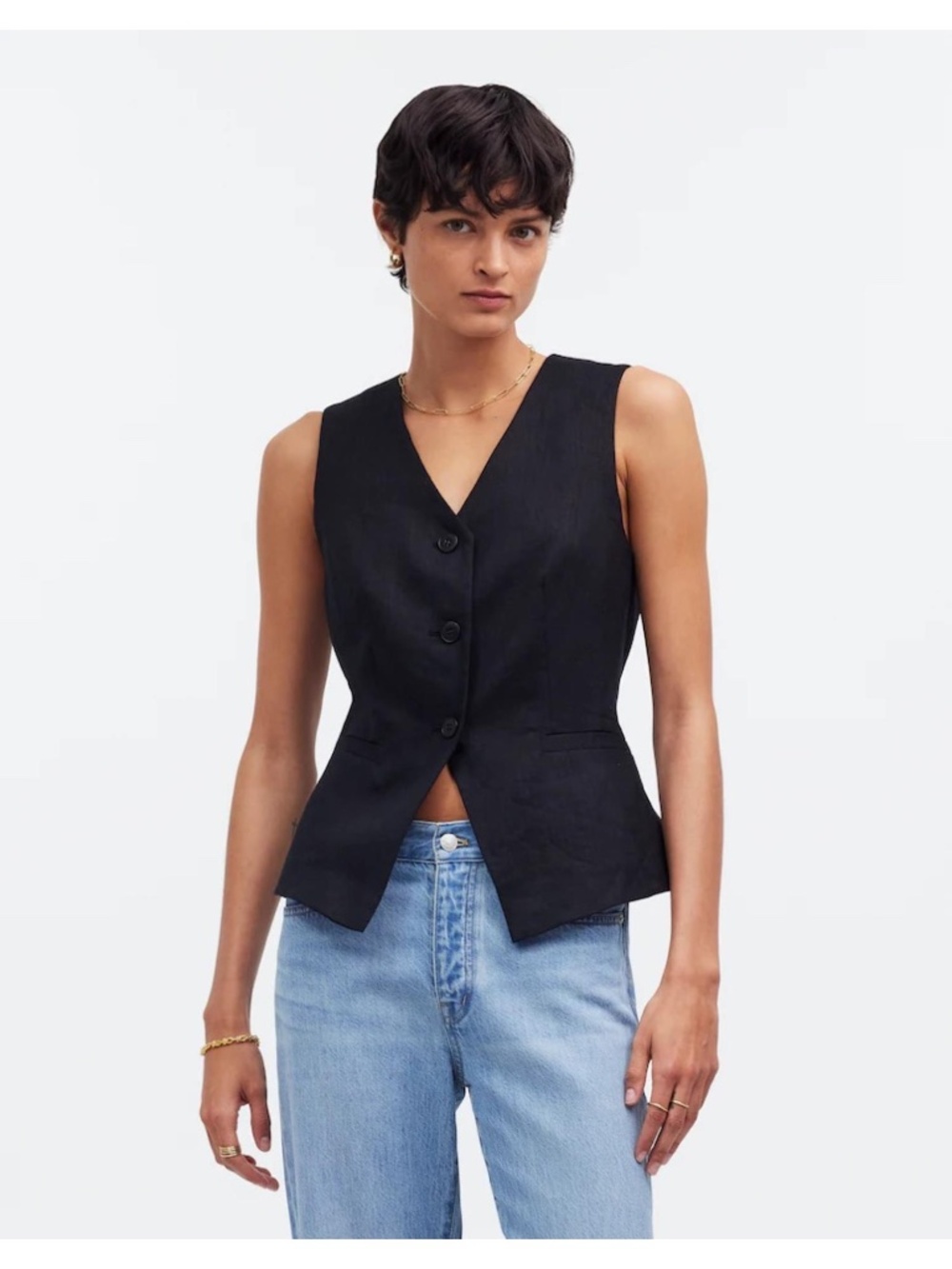 Madewell Cutaway Vest in 100% Linen